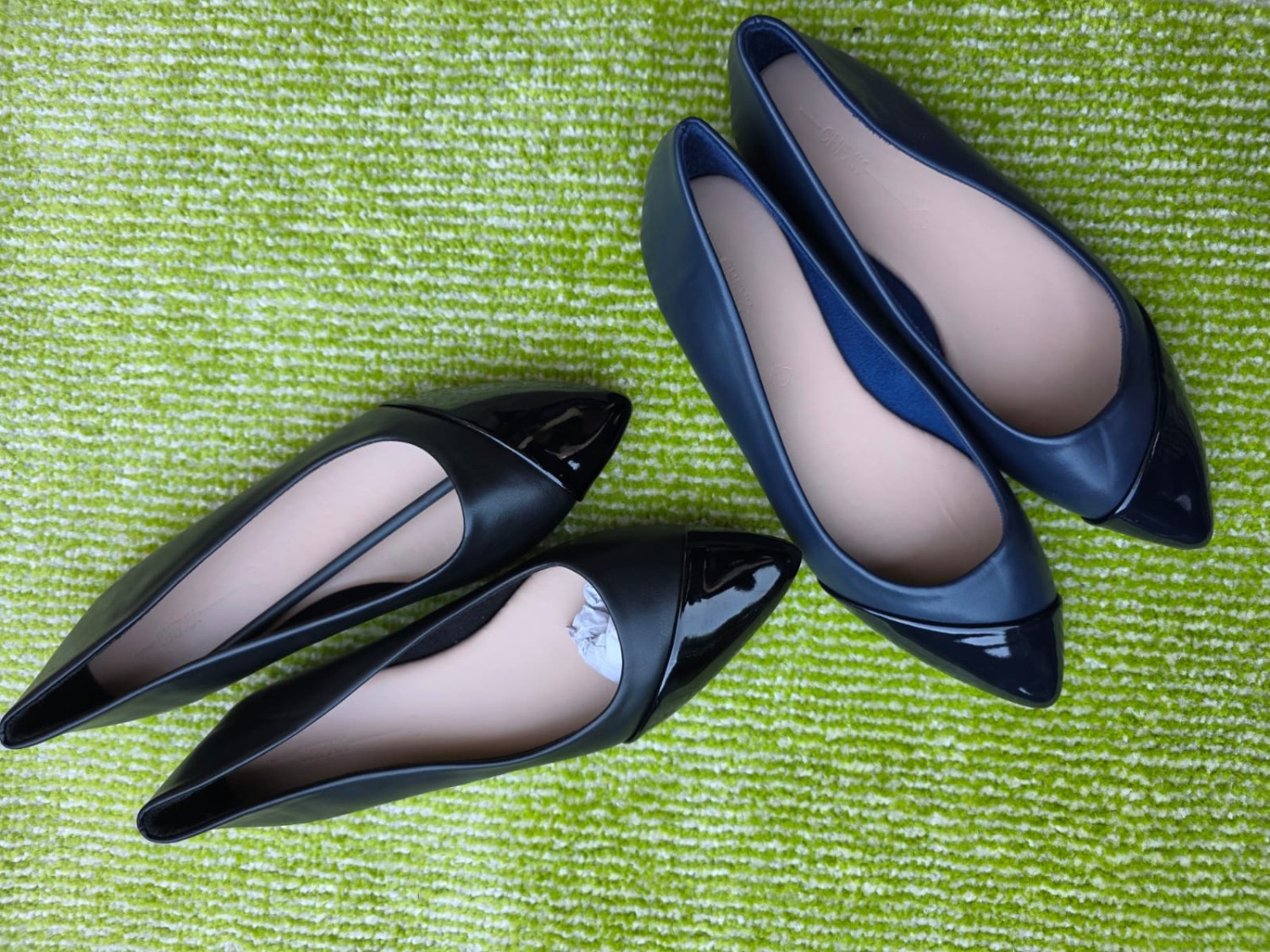 Sharp Pointed Flat Shoes for Women (Black & Navy Blue)